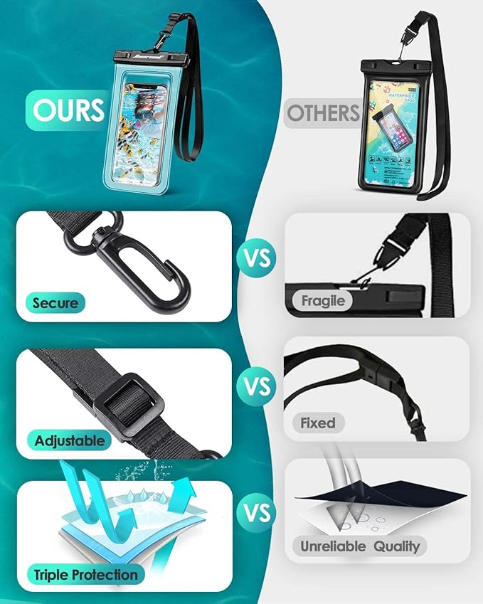 Hiearcool Waterproof Phone Pouch, Waterproof Phone Case, IPX8 Cellphone Dry Bag Compatible for iPhone 17 16 15 14 13 Pro Max Plus Cellphone Up to 8.3", Beach Essentials for Travel-Clear-4Pack