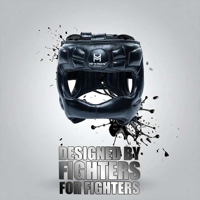 HIT N MOVE® Air Armor Face Saver Boxing Headgear, Lightweight Protective Gear for MMA, Kickboxing, Martial Arts, Training & Sparring and Combat Sports