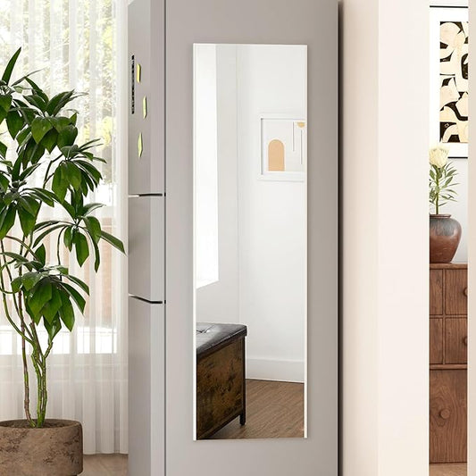 55"x16" Magnetic Mirror Lightweight Full-Length Mirror | Strong Adhesion, Easy Installation | Suitable for Refrigerators, Glass Walls, Wooden Doors, and More | 8.2kg Ultra-Strong Support | White