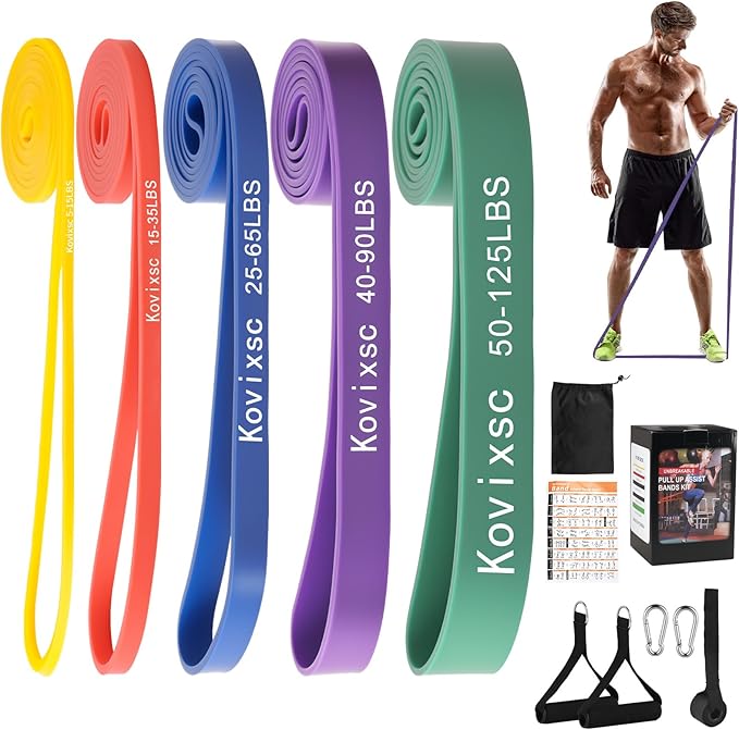 Resistance Bands for Working Out, Pull Up Assistance Bands, Exercise Workout Bands for Men & Women, Gym Bands with Door Anchor & Handle, Stretching Bands for Physical Therapy, Muscle Training