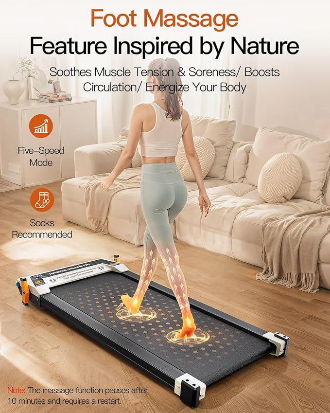 FUNRAY Versatile Walking Pad Treadmill with Incline - Dual-Sided Under Desk Treadmill with Foot Massage,2 in 1 Walking Machine for Home/Office with 330LBS Weight Capacity