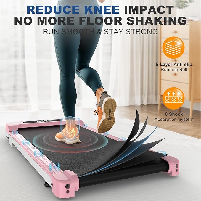 Incline Walking Pad with Handle Bar, Folding Treadmill Foldable Portable Under Desk for Home Office, Ultra Quiet <45dB, Safety Lock, 300+ LB Capacity