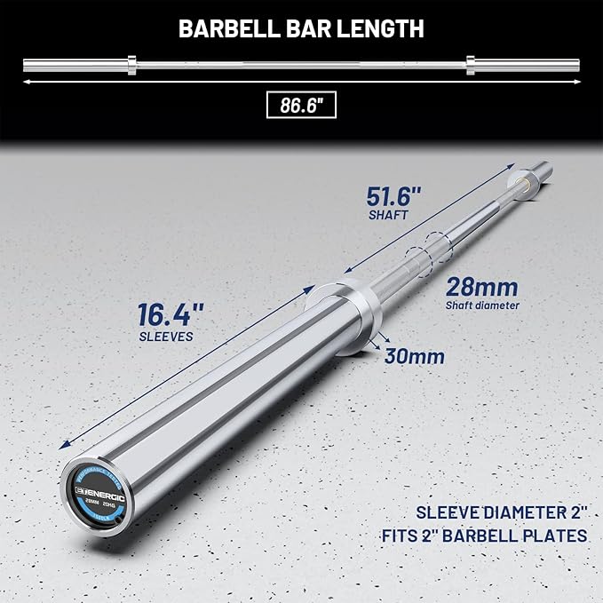 7ft Olympic Barbell Bar 45LB Load 1500lbs Capacity Available, for Gym Home Exercises, Weightlifting, Powerlifting for 2" Olympic Plates