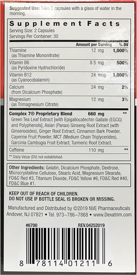 ILIOS Dexatrim Max Complex-7 | Diet Pills to Lose Weight - 7 Powerful Ingredients to Reduce Hunger & Body Fat, Fat Burner Supplements, Weight Loss Pills for Men & Women, 3 Packs w/ 60 Capsules Each