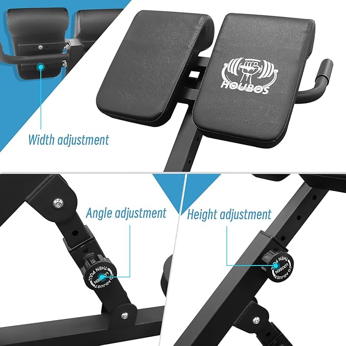 Hyper Back Extension Roman Chair - Back Extension Bench Machine for Glute, Hamstring and Lower Back, Multi-Functional Bench for Full All-in-One Body Workout, Foldable for Home Gym Fitness