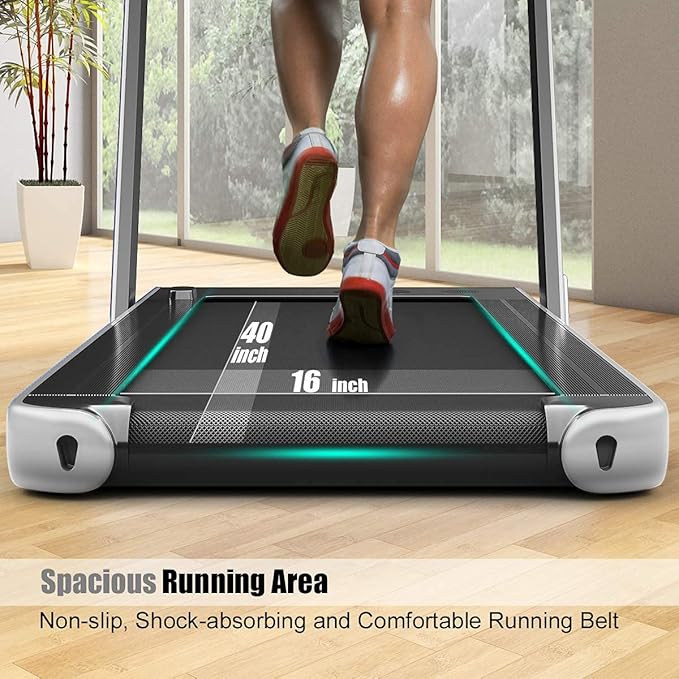 GYMAX Walking Pad, 2.25HP Dual Display Foldable Treadmill for Home with Remote/Smart App Control, Portable Compact Treadmill for Office Under Desk, Folding Running Machine for Small Spaces