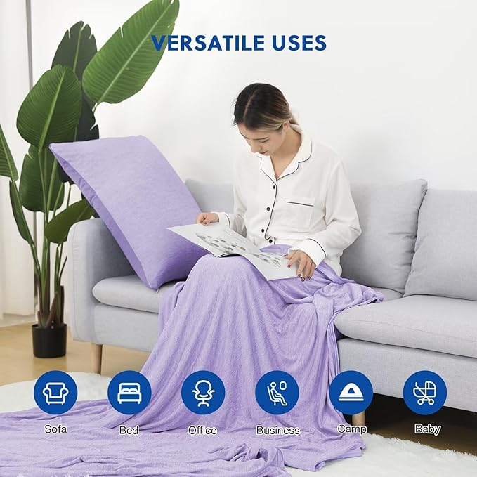 HOMFINE Cooling Blankets for Hot Sleepers - Summer Blanket Thin Lightweight Breathable Soft Double Side Enhanced Cooling for Bed Couch Sofa, Keep Cool for Night Sweats (Purple, 90 x 90 inches)