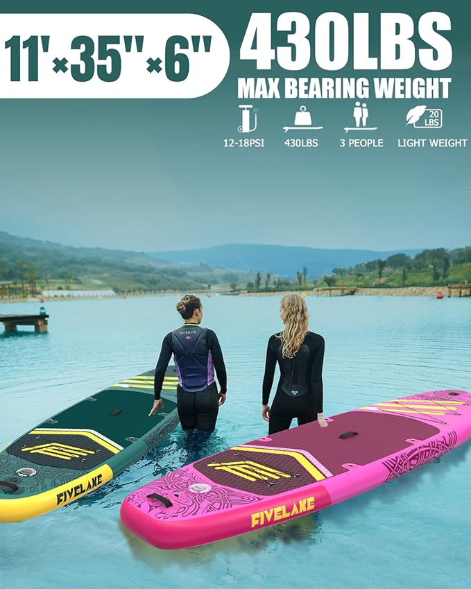 Inflatable Paddle Board 11' x 35'' Wide Stable Design,Stand Up Paddleboard with Sup Accessories Backpack,Pump,Ankle Leash,Adjustable Paddle,Non-Slip Comfort Deck for Adult Youth