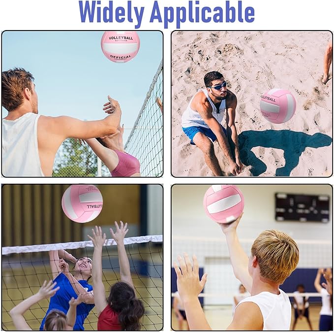 6 Pack Official Size 5 Synthetic Leather Volleyballs, Includes Pump and Net Bag, Volley Ball for Indoor and Outdoor Competition