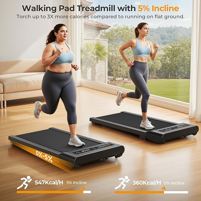Walking Pad Treadmill, 3 in 1 Foldable Under Desk Treadmills for Home Office, Small Walking Pad with Incline Handle Bar, 300lbs Capacity 2.5HP Portable Running Machine with APP Remote Control