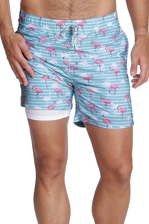 INGEAR Men's Athletic Stretch Workout Shorts Gym Quick Dry Running Trunks Boxer Lining