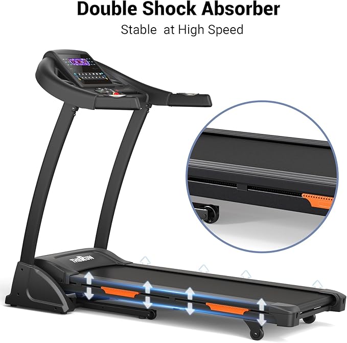 THERUN Incline Treadmill for Running and Walking, 300 lbs Weight Capacity Folding Treadmill with 0-15% Auto Incline, Wide Belt, 3.5HP, App, Heart Rate