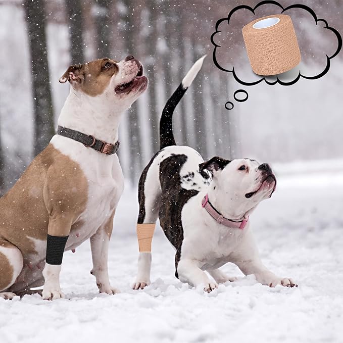 8 Pack 2 in x 5 Yards Cohesive Wrap Self Adhesive Bandage Wrap Elastic Self Adherent Wrap Self Stick Vet Tape for Athletic, Wrist, Ankle, Knees, Pets (Skin Color)