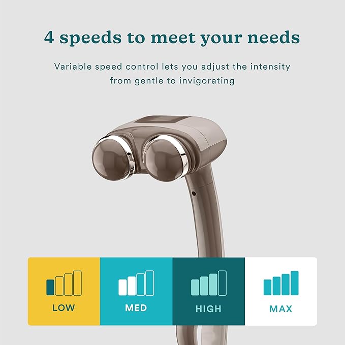 Homedics Percussion Action Massager with Heat | Adjustable Intensity, Dual Pivoting Heads | 2 Sets Interchangeable Nodes, Heated Muscle Kneading for Back, Shoulders, Feet, Legs, & Neck