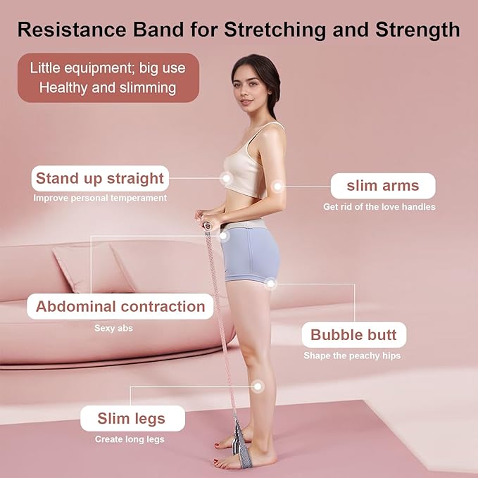 Fabric Resistance Band with Handles, Resistance Bands for Women, Non-Slip Elastic Bands for Strength Muscle Training, Stretch Band Workout Equipment for Leg Arm Chest Core Wrist Ankle
