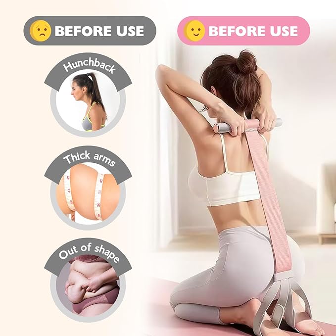 Fitness Resistance Band with Handles & Non-Slip Pedal, 150lb Fabric Exercise Bands, Yoga Starter Sets Sit Up Pull Rope for Full Body Strength Training, Stretch Band Workout Equipment