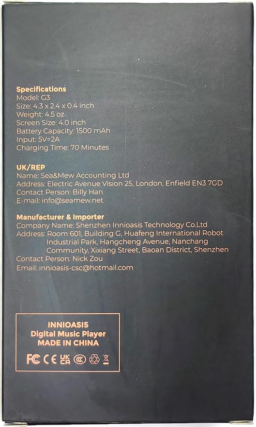 160GB MP3 Player with Bluetooth and WiFi, innioasis Music Player with Spotify,Pandora,Amazon Music,4" Touch Screen Android MP4 MP3 Player for Kids with Libby,Audible,Spotify Kids(Black)