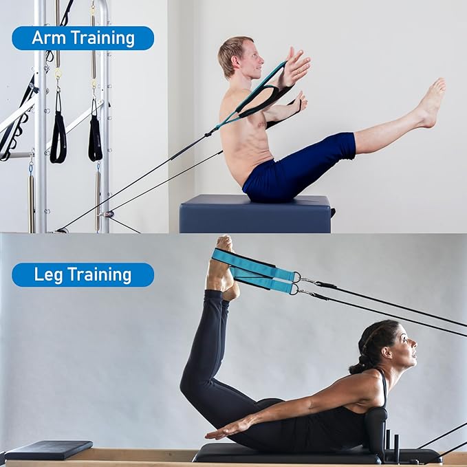 TOBWOLF Pilates Straps - Double Loop D-Ring Straps for Reformer, Padded, Home Gym Workout