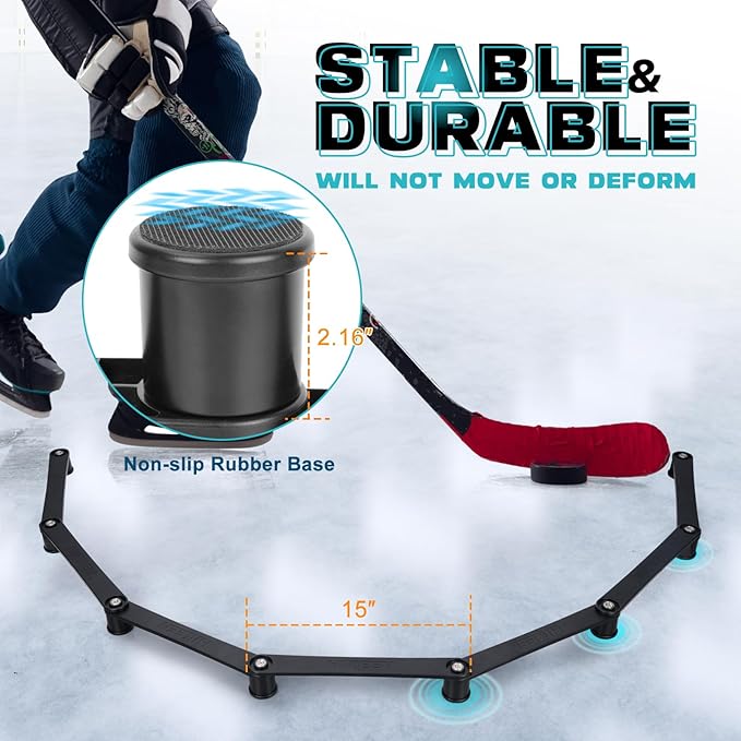 Hikeen 7-Sections Hockey Training Equipment,Magnetic Adjustable Size Hockey Stick Handling Trainer,Portable Stickhandling Training Tool for Puck Control, Reaction Time and Coordination