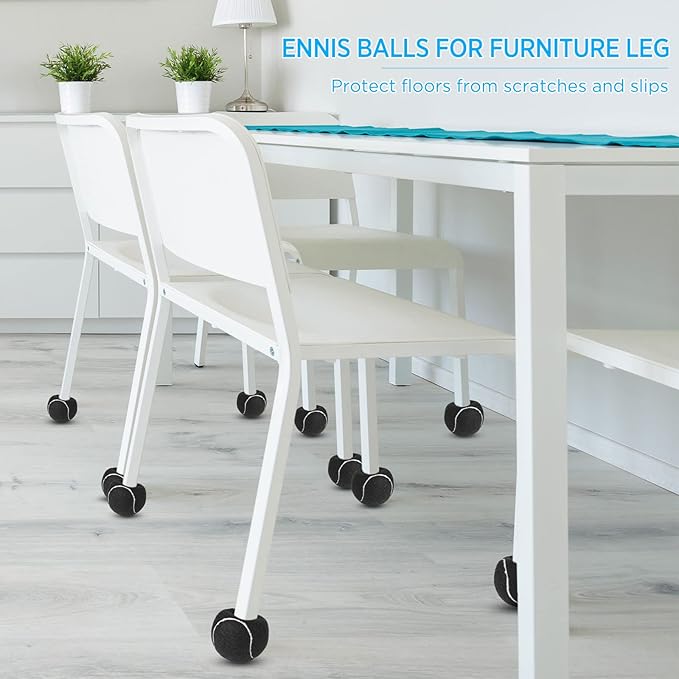 24 Pcs Precut Tennis Balls for Furniture Legs and Floor Protection Chairs Desks Furniture Tennis Balls for Chairs Feet Long Lasting Foot Covers(Black)