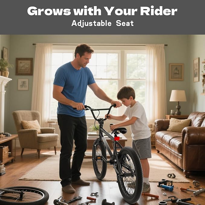 67i Boys BMX Bike 18/20 Inch Ages 8-12 Kids Bicycle with Front Rear U Brake Adjustable Seat Iron Fork 2.09" Wide Tires