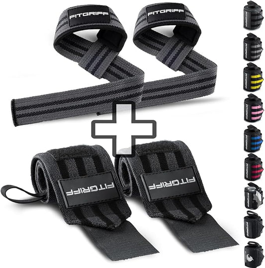 Fitgriff® Lifting Straps & Wrist Wraps (Bundle) Superior Support for Weightlifting & Gym Workouts - for Men and Women