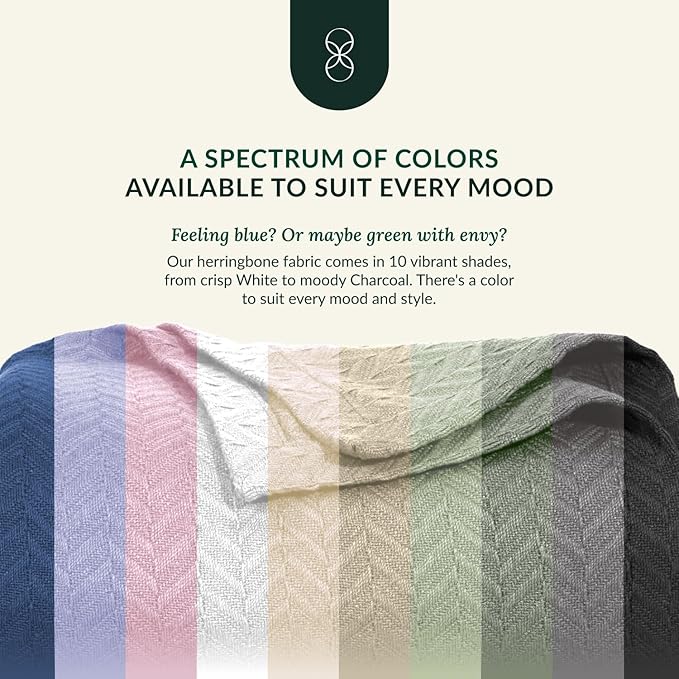 Herringbone Cotton Twin Blanket for Couch, Bed,Sofa, Home Decor, Soft, Lightweight, All-Season Bed Blanket, 68 x92, White