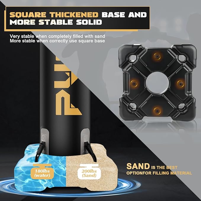 Heavy Boxing Bag with Stand for Adult Teens Kids, Freestanding Inflatable Punching Bag with Gloves, Men Women Stand Kickboxing Boxing Set for Martial Arts MMA Home Gym Exercise Training Equipment