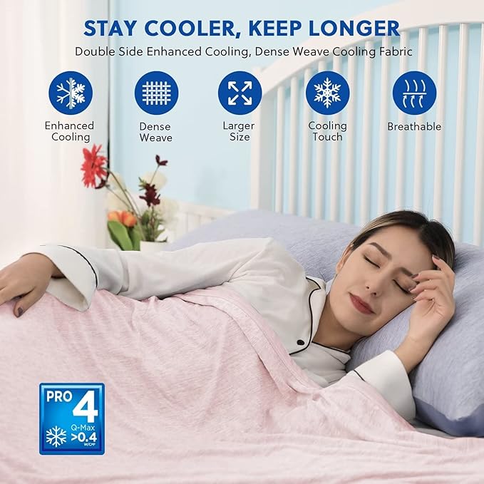 HOMFINE Cooling Blankets for Hot Sleepers - Summer Blanket Thin Lightweight Breathable Soft Double Side Enhanced Cooling for Bed Couch Sofa, Keep Cool for Night Sweats (Pink, 60 x 80 inches)