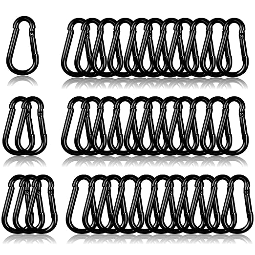 40PCS M4 Black Carabiner Clip, 1.57Inch Snap Hook Quick Link Small Carabiner Clips,Spring Link Buckle for Fishing Camping Hammock Dog Leashes-220LBS Holding Capacity.