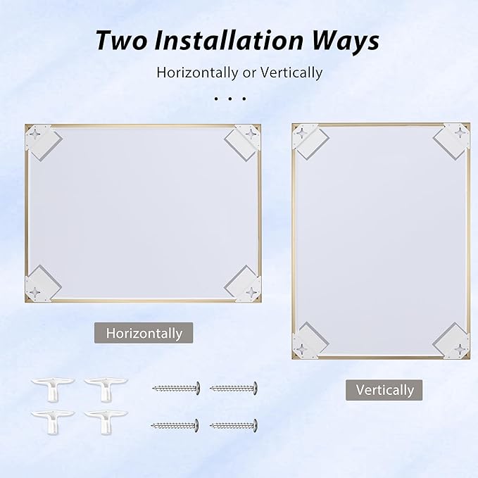 30x40 Inch Brass Bathroom Mirror for Wall, Aluminum Frame Rectangle Rectangular Vanity Mirror, Modern Large for Bedroom, Living Room, Horizontal or Vertical