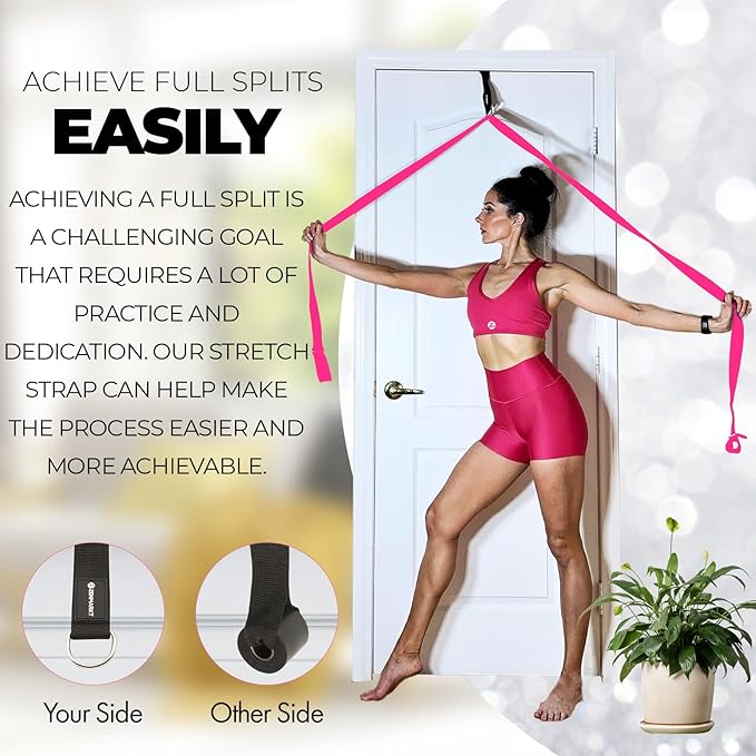 Pilates Stretching Strap with Door Anchor - Flexibility Equipment for Pilates Practitioners - Ideal for Improving Leg Flexibility, Core Stability, and Posture Alignment at Home