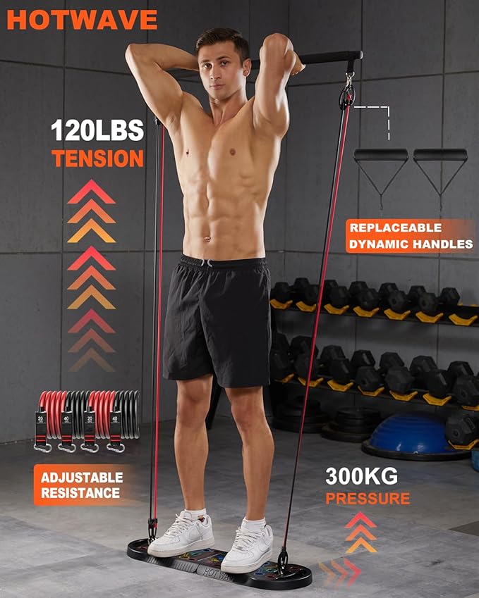 HOTWAVE Push Up Board Fitness, Portable Foldable 20 in 1 Push Up Bar at Home Gym, Pushup Handles for Floor. Professional Strength Training Equipment For Man and Women,Patent Pending