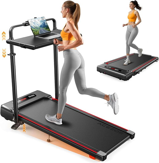 3 in 1 Under Desk Treadmill with 10% Incline, Walking Pad Treadmill with Removable Desk Workstation, Adjustable Height for Different Need, Foldable for Home Small Office