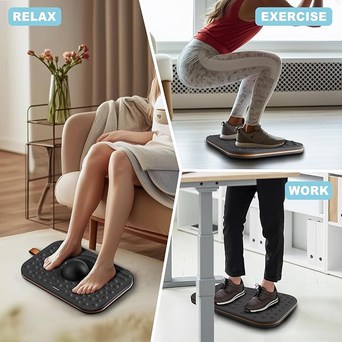 360-Degree Wobble Balance Board for Adults - 2-in-1 Dual-Sided Anti-Fatigue Mat & Stability Trainer for Standing Desk, Home Gym or Office - Premium PU Leather & Solid Wood