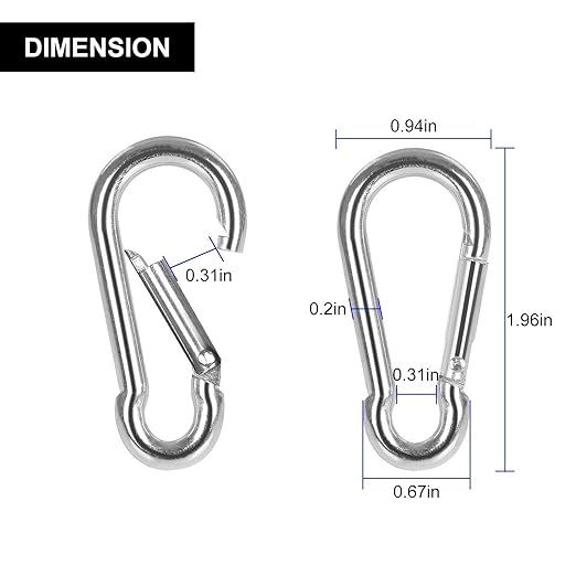 60Pack 2” Spring Snap Hooks, Galvanized Steel Small M5 Carabiner Clips Keychain, 220lb Capacity Heavy Duty Quick Link for Outdoor Camping, Swing, Fishing, Hammock, Dog Leash, Hiking