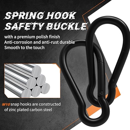 25PCS 4" Hevy Duty Carabiner Clips,M10 Spring Snap Hooks Large Carabiners Galvanized Steel Qiuck Link Clip 770LBS Holding Capacity Keychain Buckle for Outdoor Hiking Camping hammocks Dog leashes