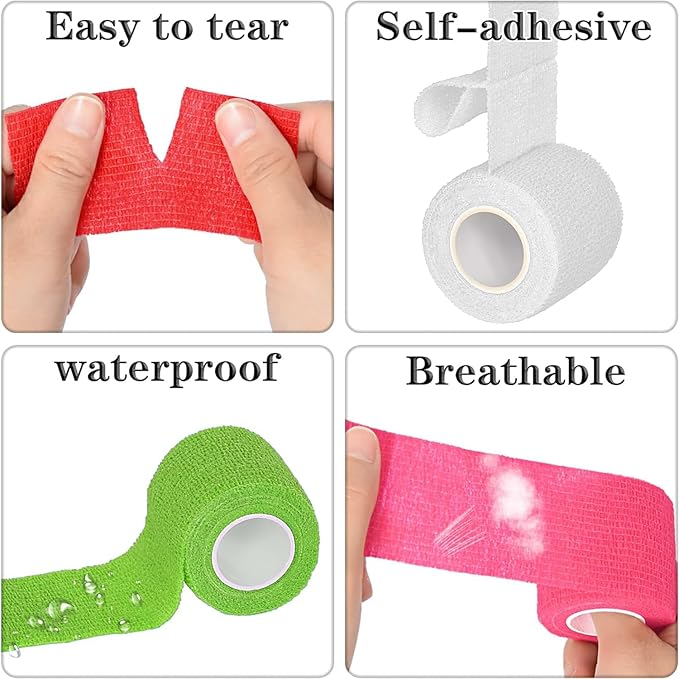 8 Pack 2 in x 5 Yards Cohesive Wrap Self Adhesive Bandage Wrap Elastic Self Adherent Wrap Self Stick Vet Tape for Athletic, Wrist, Ankle, Knees, Pets (Grass Green)