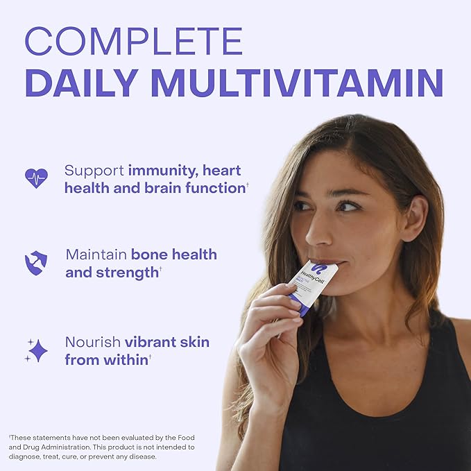 Healthycell Bioactive Daily Liquid Multivitamin for Men & Women – 20+ Essential Vitamins, Minerals & Antioxidants for Brain, Heart, Immune Support, Skin & Hair Support - 14 Gel Packs