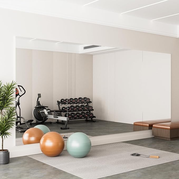 2PCS 79" X 40" Gym Mirror - Full Length Wall Mirror for Gyms, Dance Studios, Home and Yoga - Easy Installation, Ultra Light Shatterproof Nano Miorror Reduces 60% Commercial Insurance Costs, 5LB Each