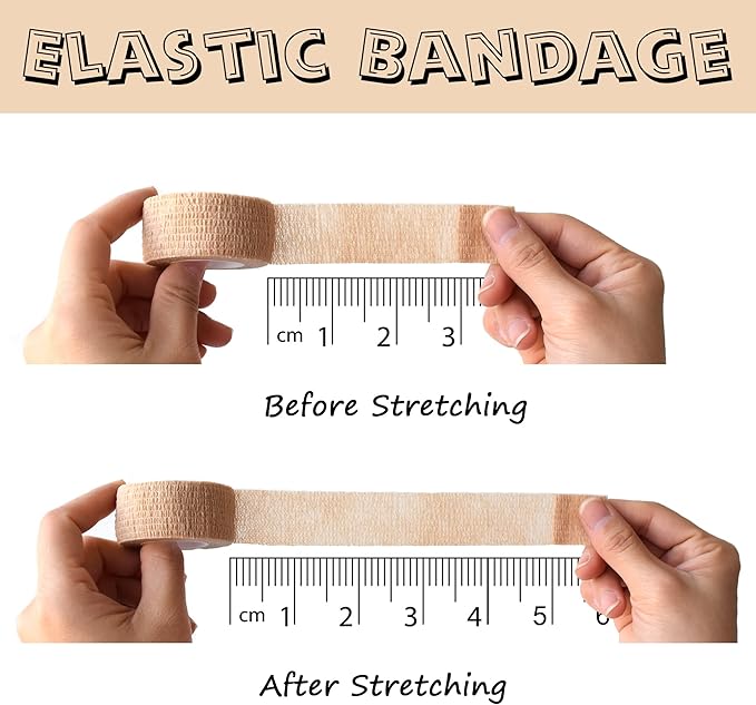 8 Pack 1 x 5 Yards Cohesive Wrap Self Adhesive Bandage Elastic Self Adherent Vet Tape for Athletic, Wrist, Ankle, Knees, Pets (Black)