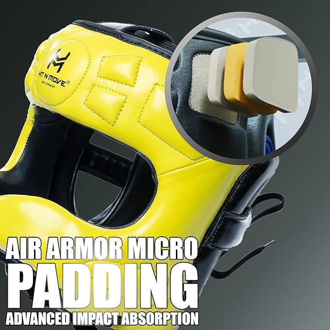 HIT N MOVE® Air Armor Face Saver Boxing Headgear, Lightweight Protective Gear for MMA, Kickboxing, Martial Arts, Training & Sparring and Combat Sports