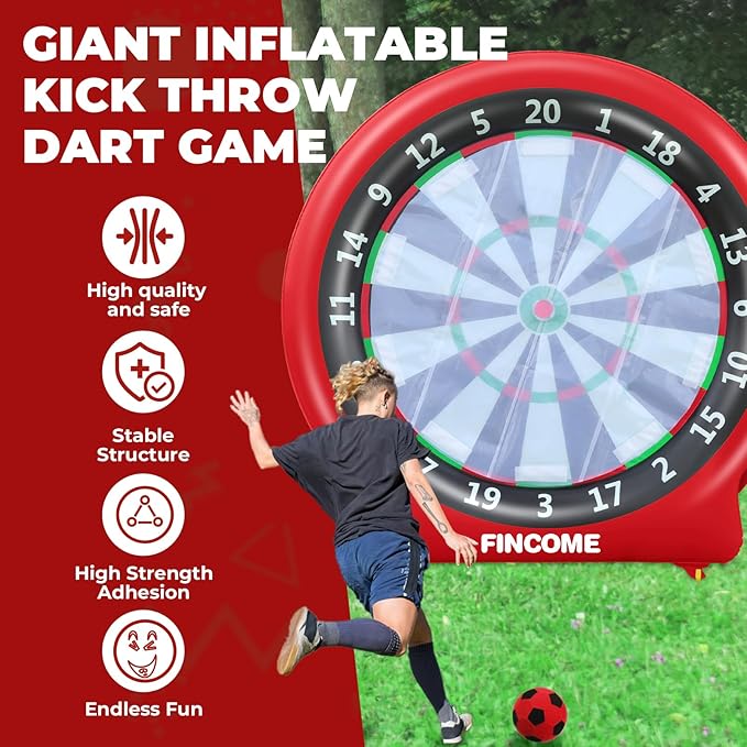 Inflatable 6ft Giant Dartboard, Golf Darts Kick Darts, Soccer & Throw Darts Game with Pump, 2 Kickball, 4 Throw Balls, 20 Golf Balls, Chipping Mat, Giant Dart Board Target Yard Games