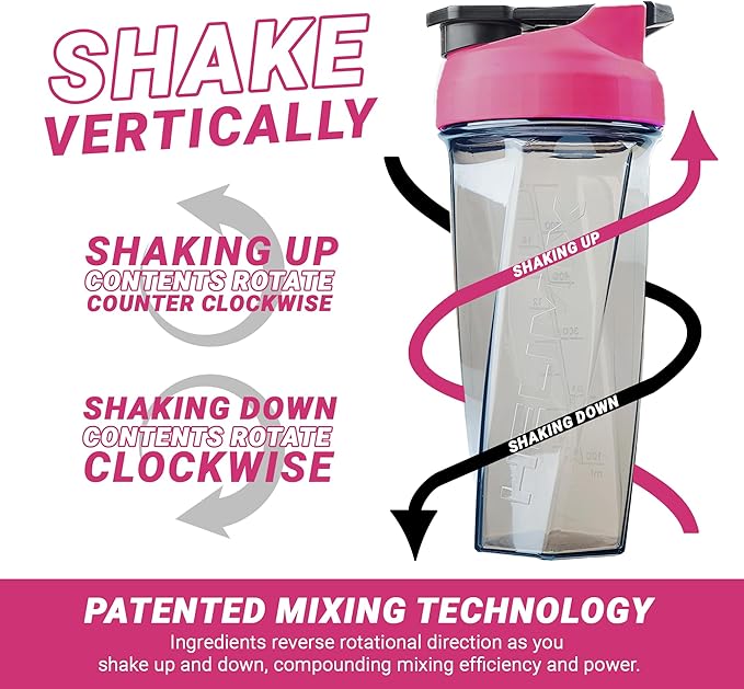 HELIMIX 2.0 Vortex Blender Shaker Bottle Holds upto 28oz | No Blending Ball or Whisk | USA Made | Portable Pre Workout Whey Protein Drink Shaker Cup | Mixes Cocktails Smoothies Shakes | Top Rack Safe