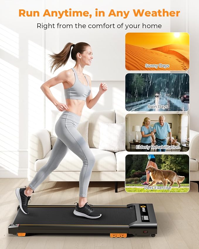 Walking Pad, 2.5HP Under Desk Treadmill for Home Office, 300 Lbs Capacity Portable Treadmills with Remote Control & LED Display, 2 in 1 Running Pad for Walking Jogging and Running