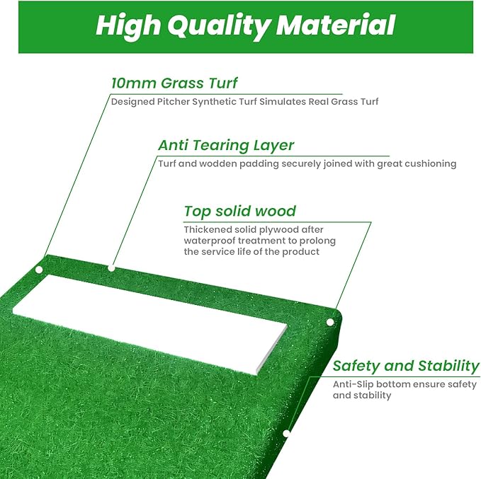 4" Pitching Mound, Baseball Pitcher's Mound with Carry Handle and Regulation Pitching Rubber, Baseball Pitching Training Equipment 30x30x4 Inch for Indoor and Outdoor