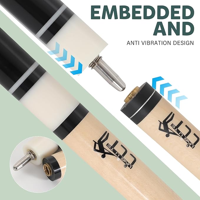 58-Inch Maple Pool Cue Stick, 18oz-21oz ??2-Piece Lightweight Billiard Cue with Leather Case for Home, Bar, and Competitive Use