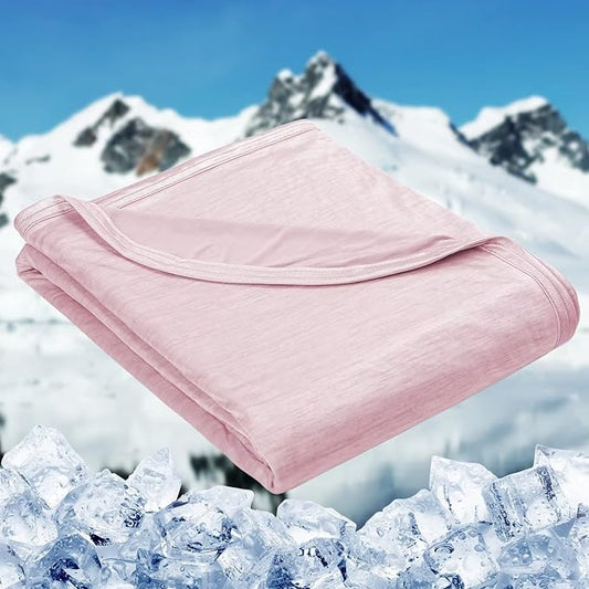 HOMFINE Cooling Blankets for Hot Sleepers - Summer Blanket Thin Lightweight Breathable Soft Double Side Enhanced Cooling for Bed Couch Sofa, Keep Cool for Night Sweats (Pink, 60 x 80 inches)