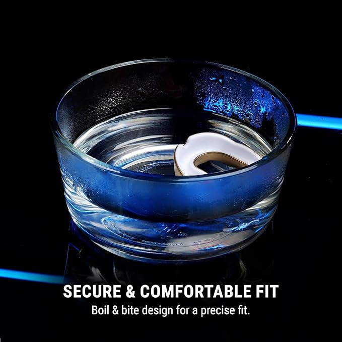 Hayabusa Combat Sports Mouth Guard Youth, Kids and Adult Sizes Comes with Case - Gold/White, Youth