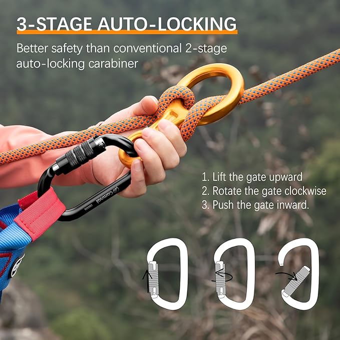 Heavy Duty Carabiner, 25kn(About 5620 lbs) Oval Carabiner Clip O-Shape Rock Climbing Carabiner Lightweight Caribeener for Climbing, Mountaineer, Aerial Work